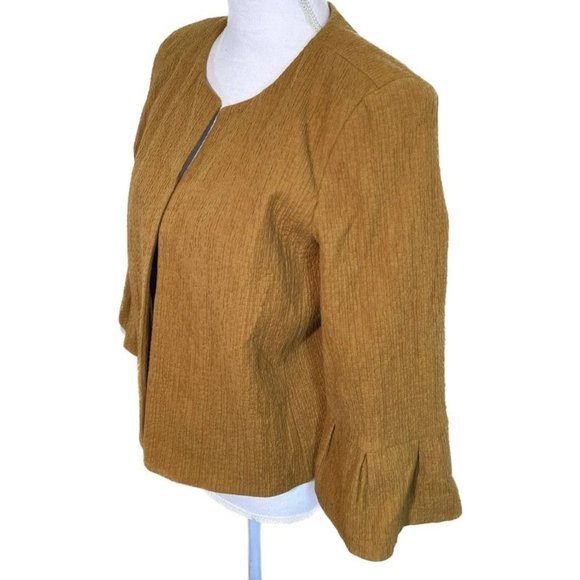 LOFT Mustard 3/4 Flare Sleeve Blazer Jacket Size Medium - Picture 3 of 9